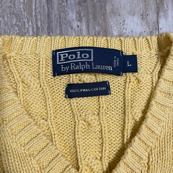 Ralph Lauren Men's V-Neck Sweater Vest in Bright Yellow - Picture 3 of 3